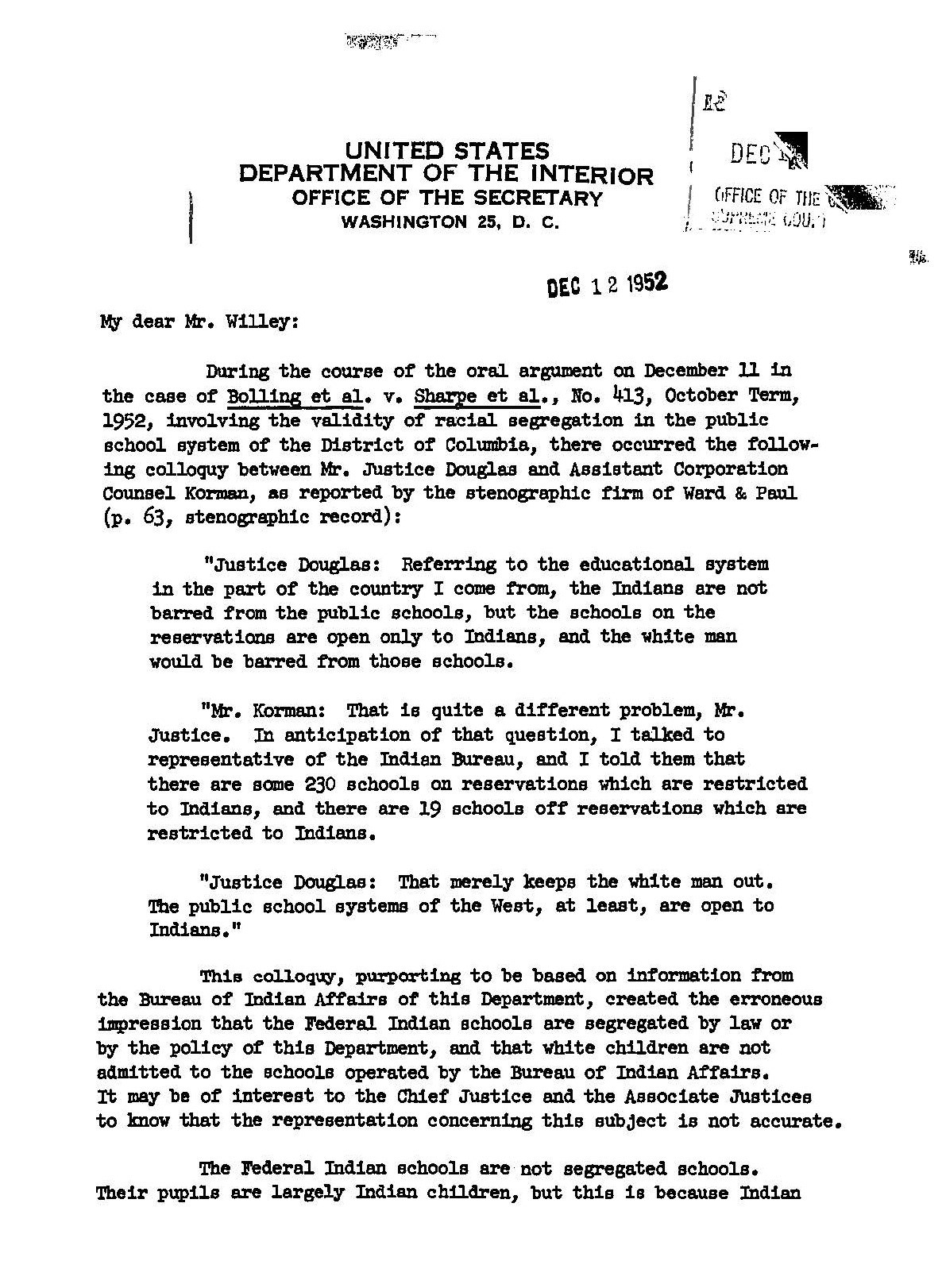 Letter from DOI to DC solicitor page 1