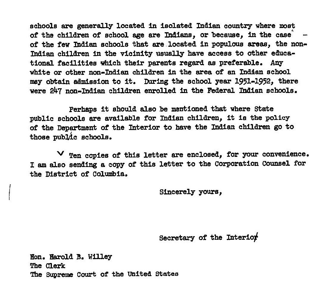 Second page of letter from Interior Secretary