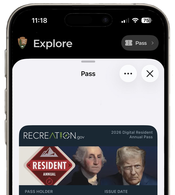 The pass screen on the NPS App