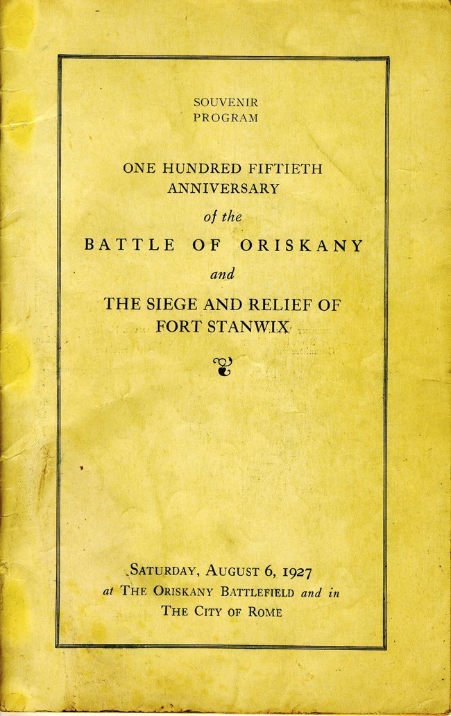 A old souvenir program from Fort Stanwix and Oriskany anniversary event.