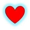 Clip art of red heart with glowing blue around it.