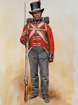 revolutionary era soldier dressed in red coats and top hat