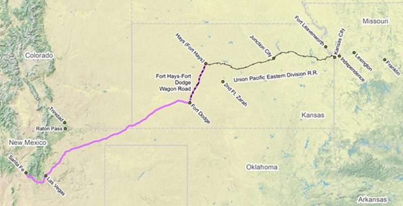 Image showing a close up of the railroad track to Hays, and the trail extending west from there.