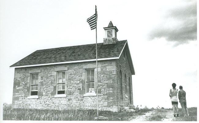 Lower Fox Creek Schoolhouse as it looked after restoration in 1973.