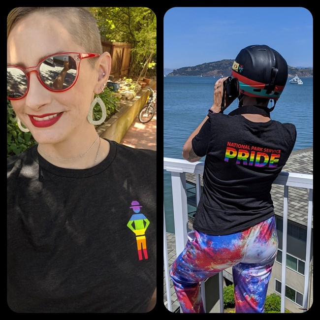 Suki and Katya Skye showing off their NPS Pride Tshirts created by the LGBTQ Employee Resource Group in 2021