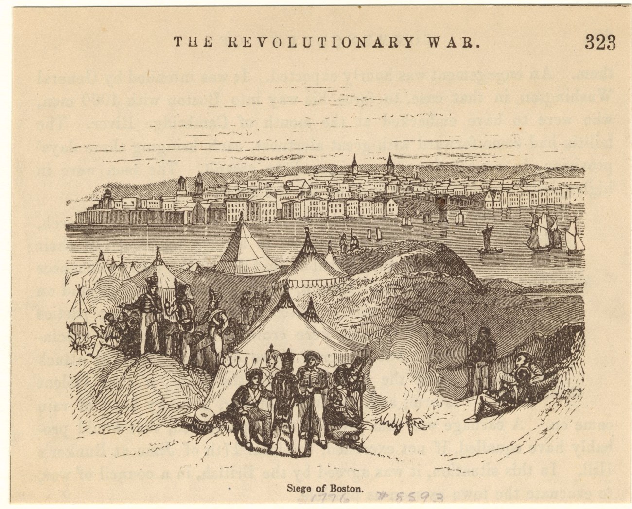 sketch of a colonial camp during the siege of boston