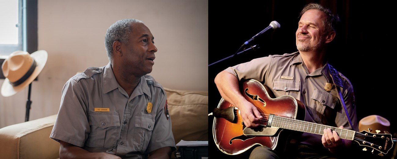 Side-by-side photos of two park rangers.