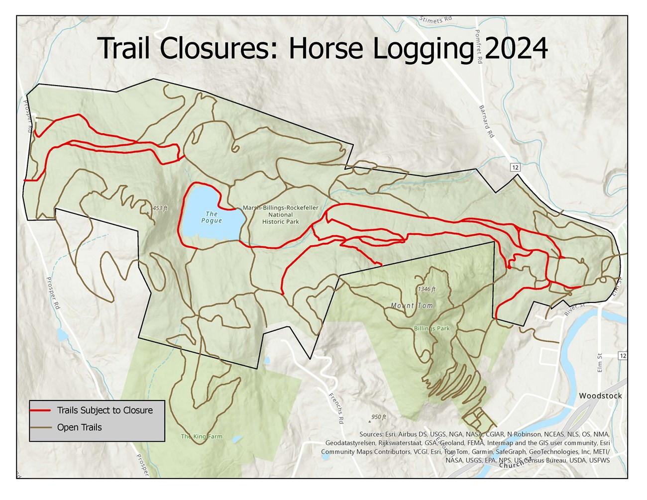 Trail closures horse logging 2024 with map of closed trails