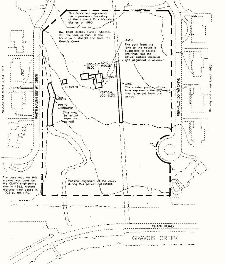 Black and White map showing the boundaries of Ulysses S. Grant NHS and surrounding property.