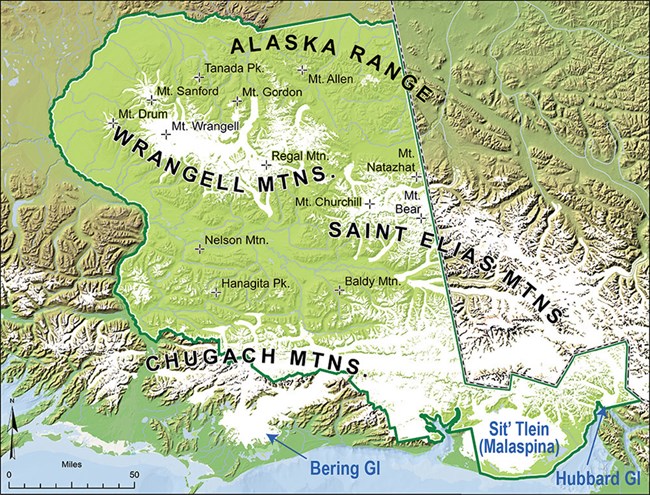 A map showing glacier area in WRST.