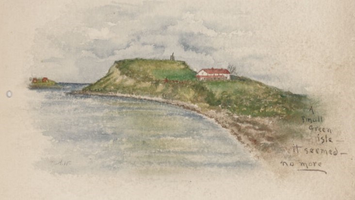 water color painting of great brewster island