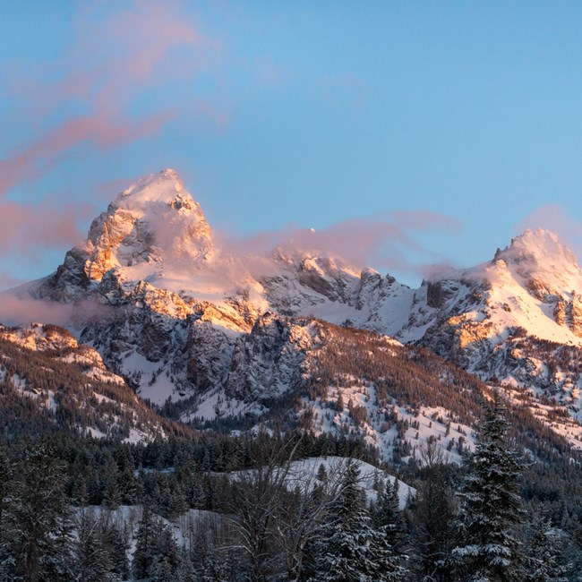 Teton Mountain Range covered in snow