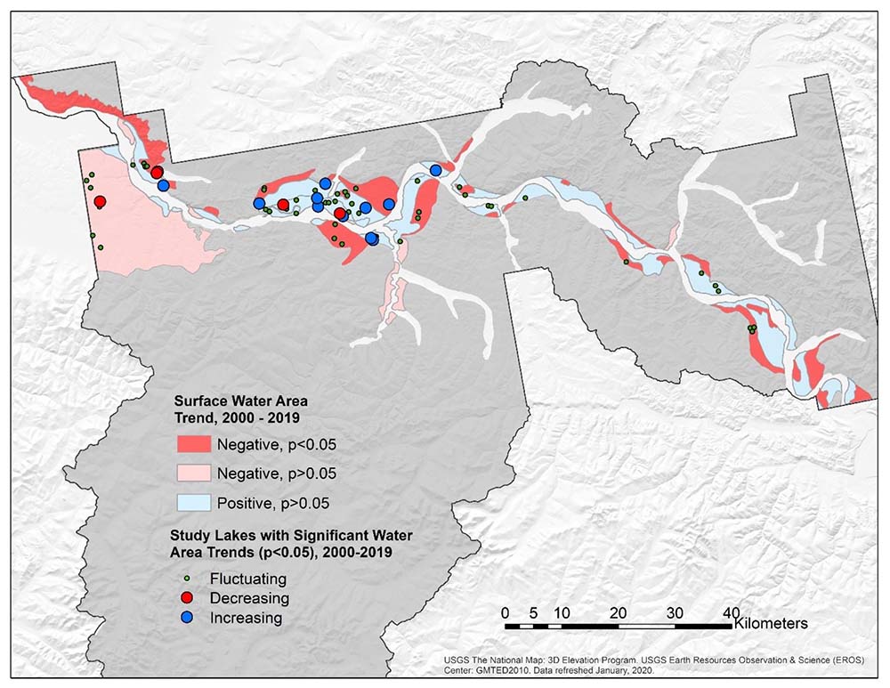 A map of lakes surveyed in YUCH