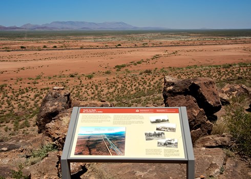 Interpretive wayside exhibits and well-marked pathways guide visitors up the half-mile Point of Rocks trail loop to survey the landscape from above. Photo © Jack Parsons