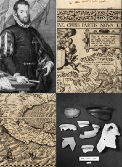 Collage of portraits and artifacts