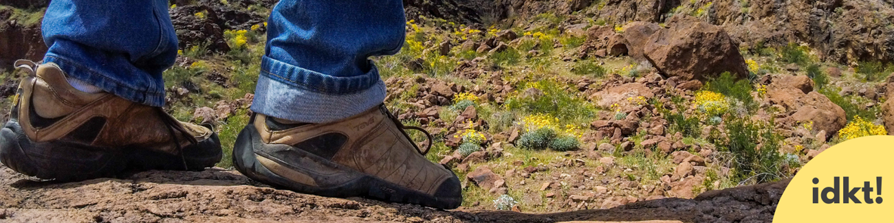 a close up image of a pair of boots on a desert landscape