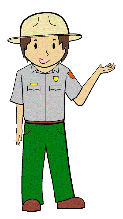 A cartoon drawing of a boy in a flat ranger hat.