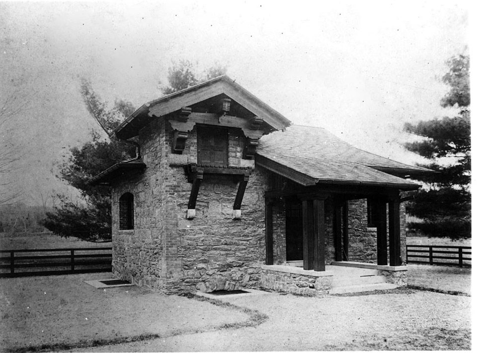 A building of stone and timber framing.