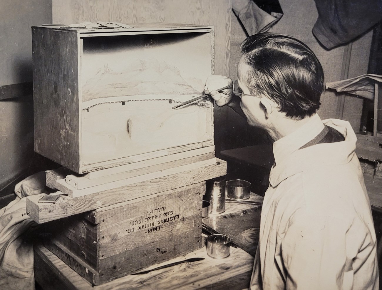 Don Powell working on a diorama