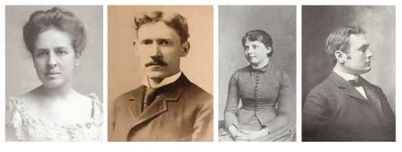 4 separate photos that go Mollie Garfield, Joseph Stanley-Brown, Belle Mason, and Harry Garfield