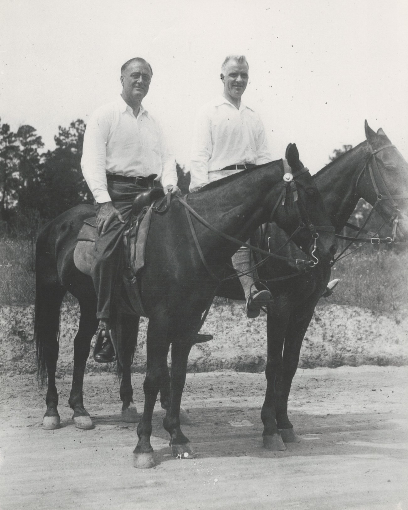 FDR and Edward Flynn on horseback at Warm Springs