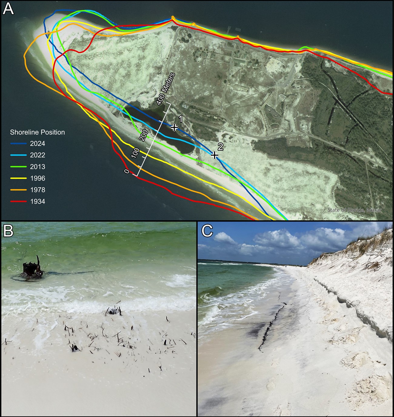 Map of shoreline loss