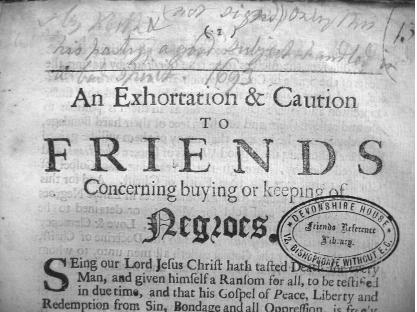 Pamphlet to Friends concerning buying Negroes