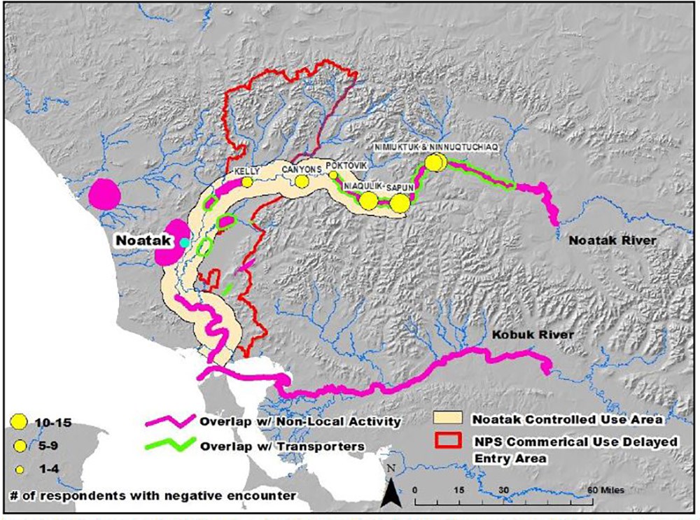 A map showing different spatial use by user groups.