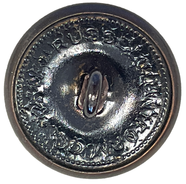 Dark button with some letters for Russell Uniform Company visible