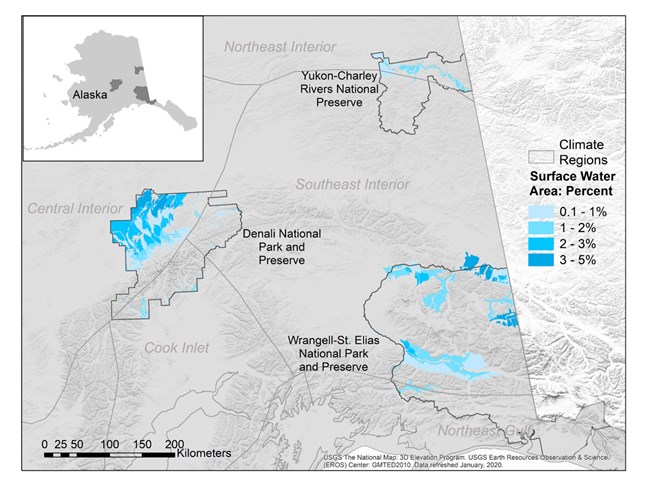 map of lakes in the study area