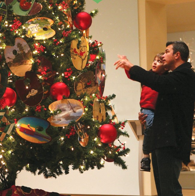 Family visit to see Miss Florence's Artist Trees.