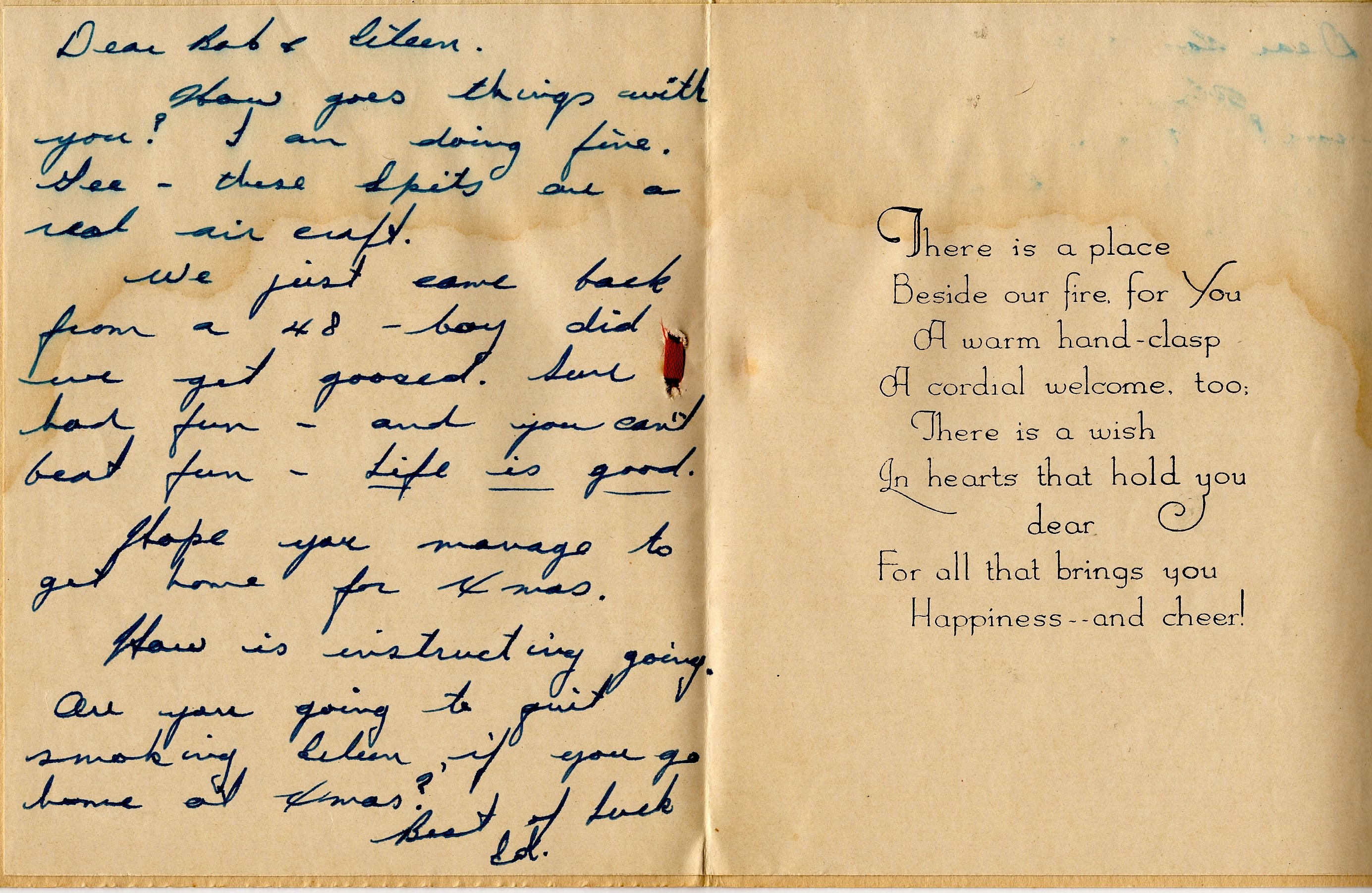 Handwritten Christmas card (text below)