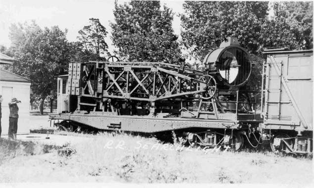 a railroad searchlight in the down position