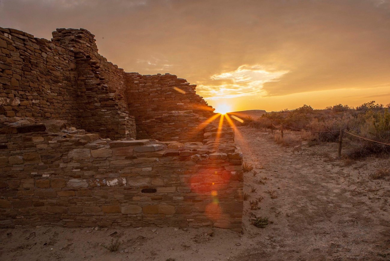 A pueblo structure in the desert southwest.