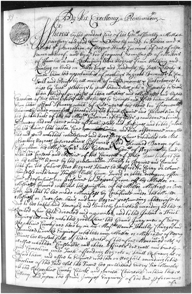 Document claiming a slave insurrection