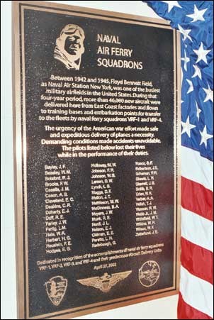 Memorial plaque to naval air ferry squadron. (Floyd Bennett Field Task Force)