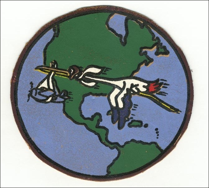 Patch depicting a stork flying around the world. (Courtesy of VRF-1 Association)