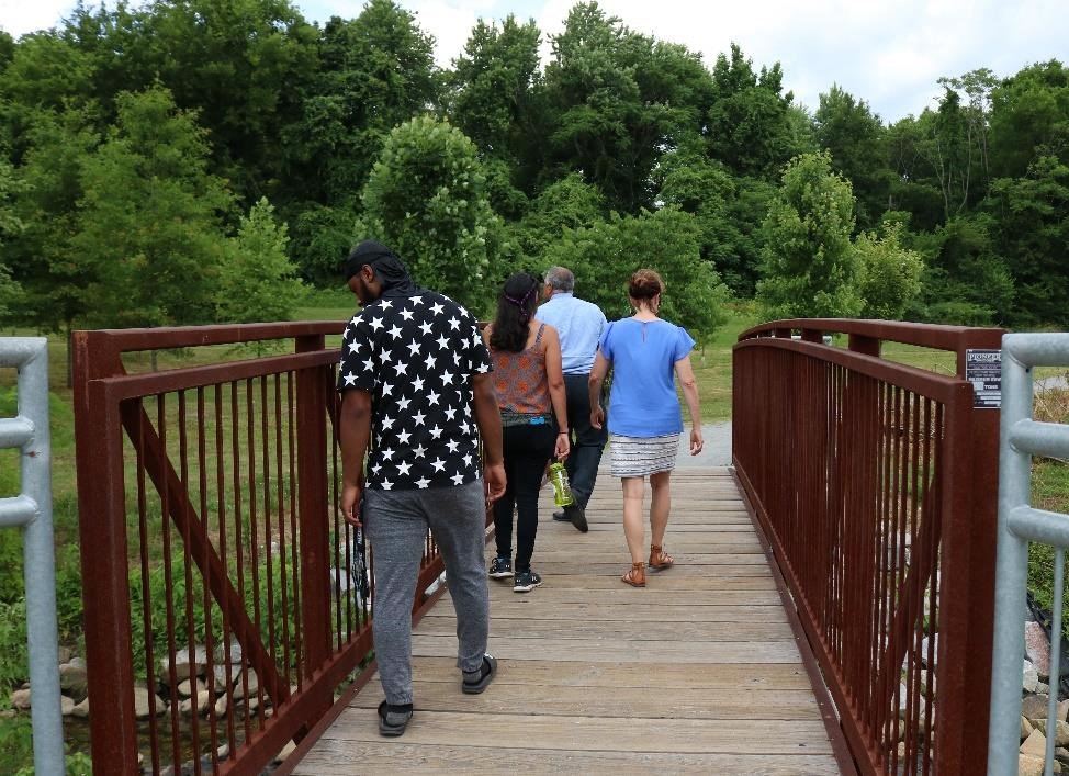 Groundwork RVA worked with partners on the bike and pedestrian bridge pathway pictured above that connects the Oak Grove and Bellemeade neighborhoods to the Oak Grove-Bellemeade Elementary School and Bellemeade Community Center. Photo courtesy of Evelyn M