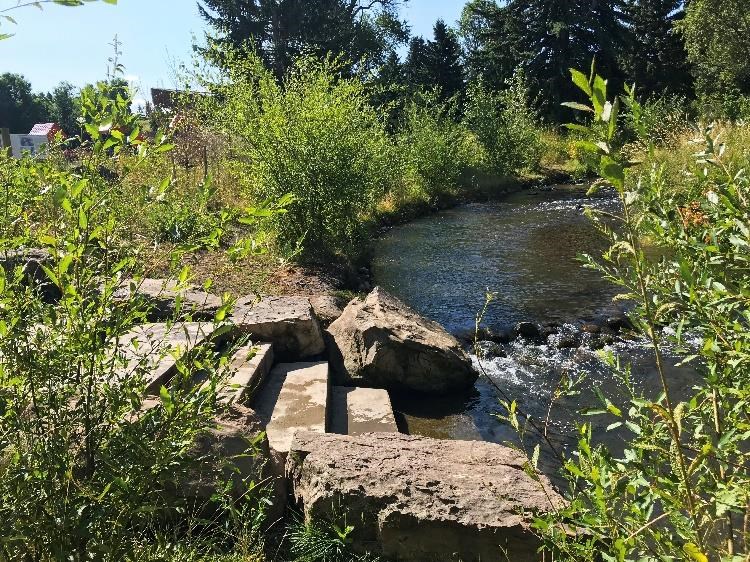 An access point to Bozeman Creek allowing the community a space for fishing and contemplation. Photo courtesy of Holly Crane, City of Bozeman.
