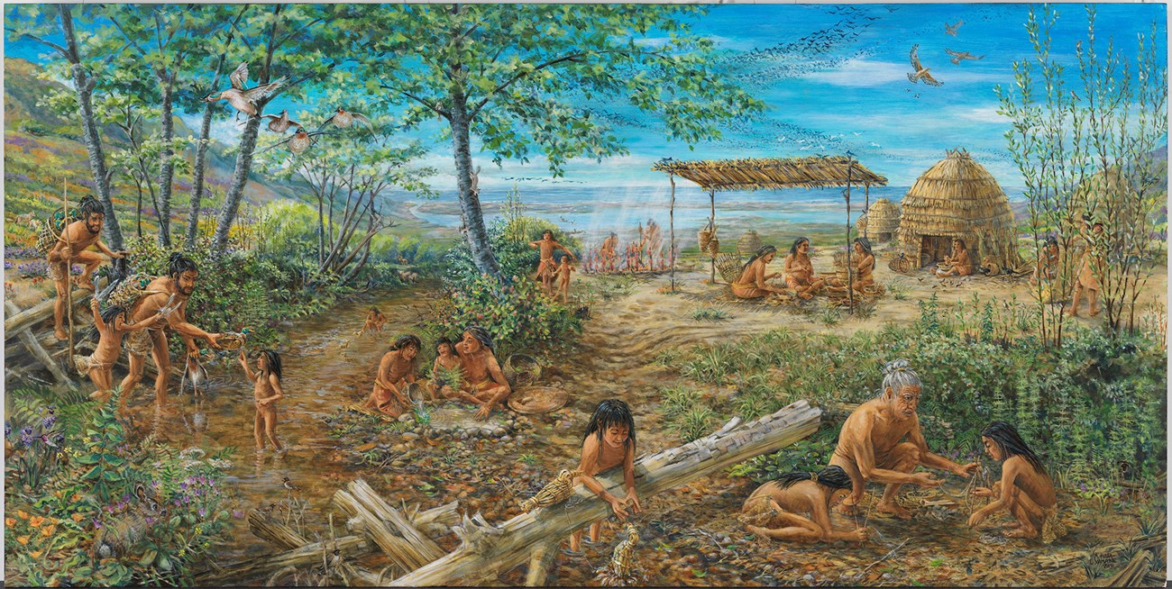 Rendering of an Ohlone Village