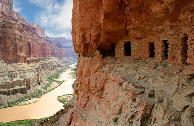Prehistoric granaries along the Colorado River above Nankoweap in Marble Canyon, Grand Canyon National Park.