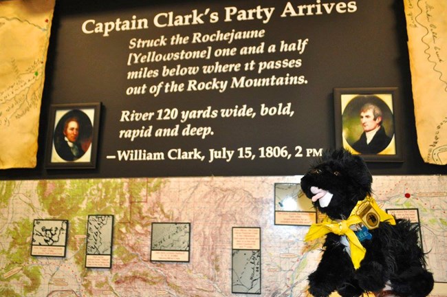 toy dog near Captain Clark interpretation sign