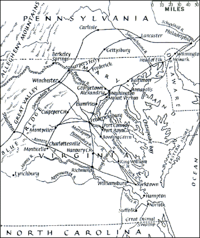 19th cent map of Virginia and North Carolina.