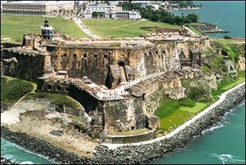 Fortress overlooking the ocean.