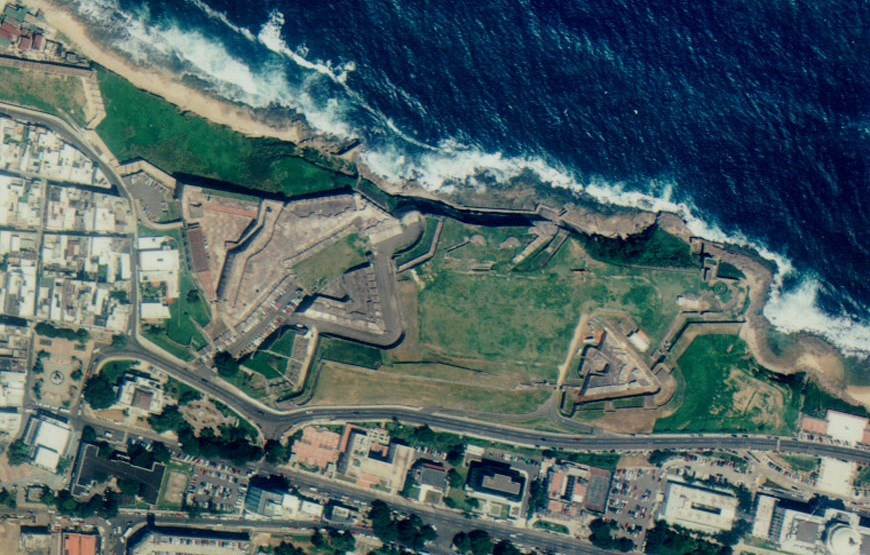 Vista aérea del Castillo de San Cristóbal.