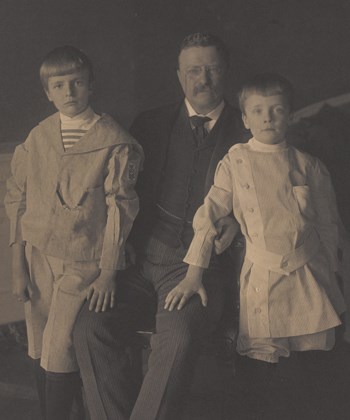 Archie, Quentin, and Theodore Roosevelt pose for a photo.