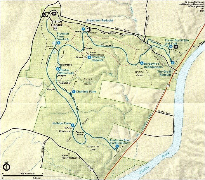 Map of Saratoga National Historical Park.