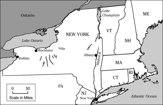 Map of New England.