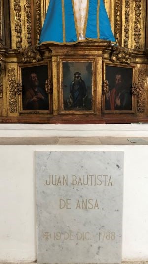 A carved stone with the name of Juan Bautista de Anza