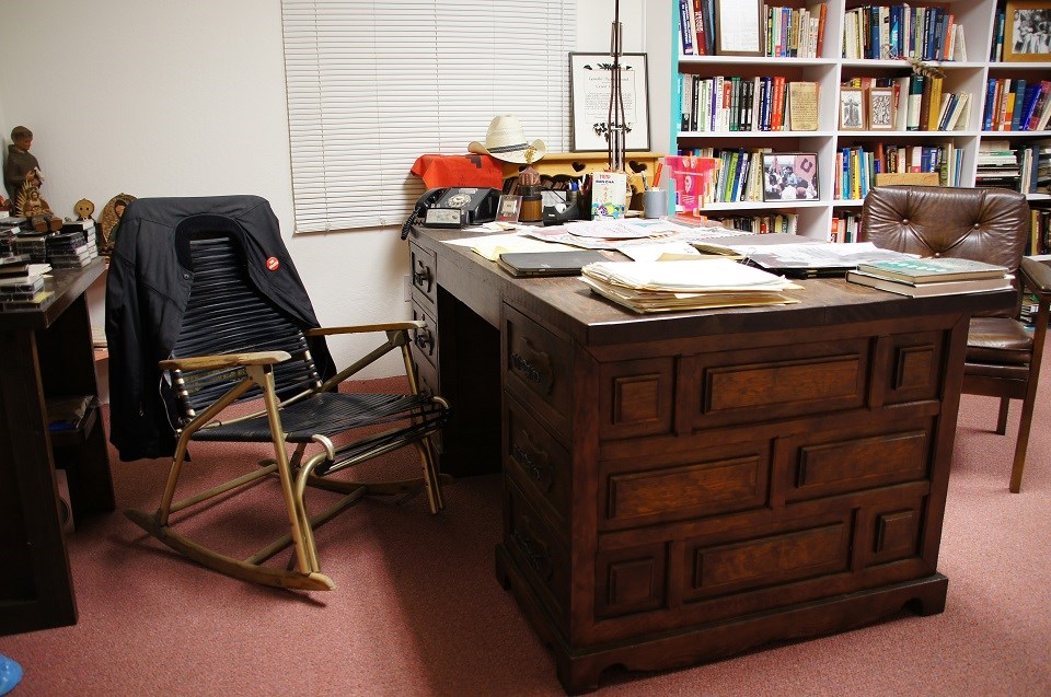 Cesar Chavez's desk covered with papers